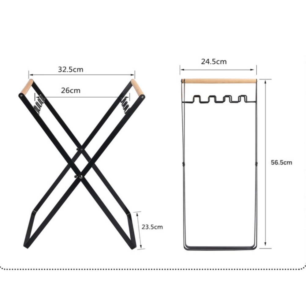 Portable Garbage Bag Storage Bracket Waste Bin Foldable Metal Open Top Rack Esg23210